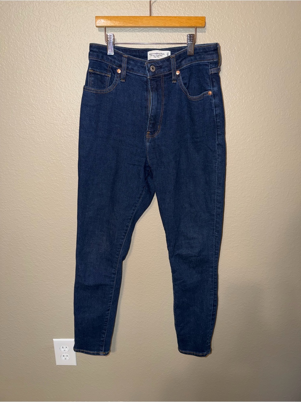 Abercrombie & Fitch Dark Blue High-Rise Tapered Jeans